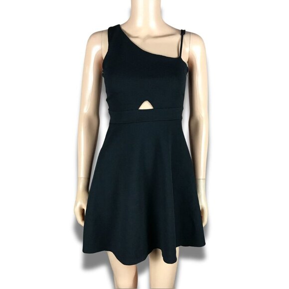 Material Girl Black One-Shoulder Fit and Flare Mini Dress NWT SMALL - Picture 1 of 7